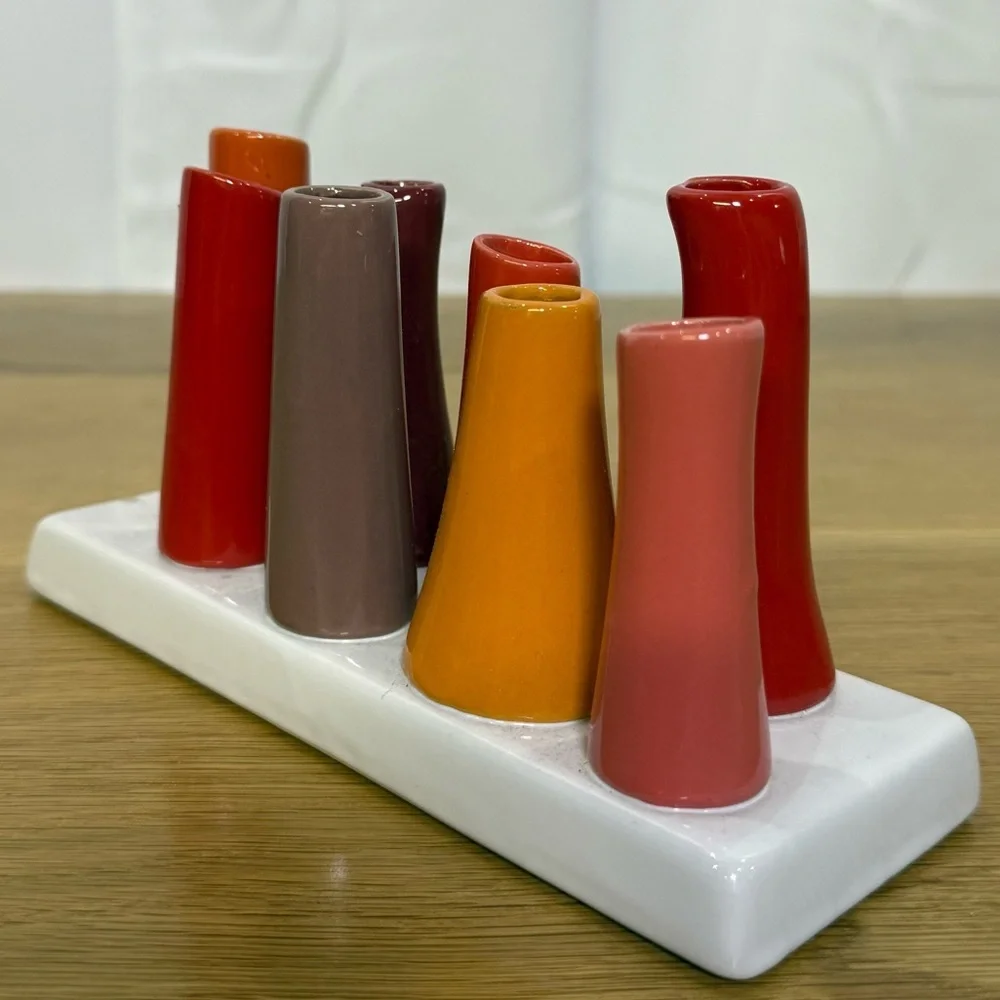 Chive MCM style Bud Vase Cluster Ceramic Flower Holder Orange, Red, Mustard